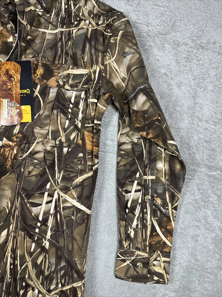 Browning Wasatch Long Sleeve Button Up Advantage Max 4 HD Camo Shirt Size S NEW - Image 4 of 4