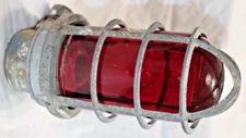 RAT ROD TAIL LAMP~1950 KILLARK VFC-100 RED GLASS INDUSTRIAL EXPLOSION PROOF CAGE