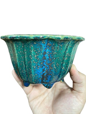 Koyo - Classic Oribe Glazed Rinka Bowl Bonsai Pot (5-1/2'' wide)