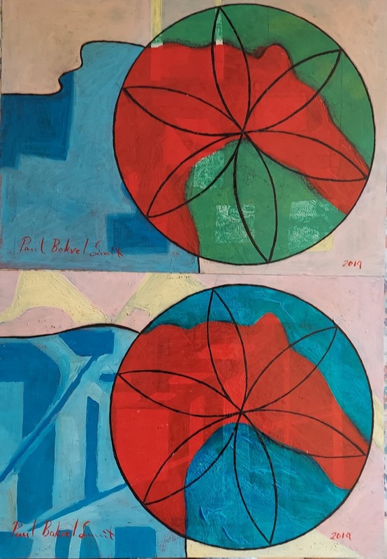 ART WORK BY PAUL BOKVEL SMIT ORIGINAL SIGNED SOUTH  AFRICA HORSE FLOWERS 2019