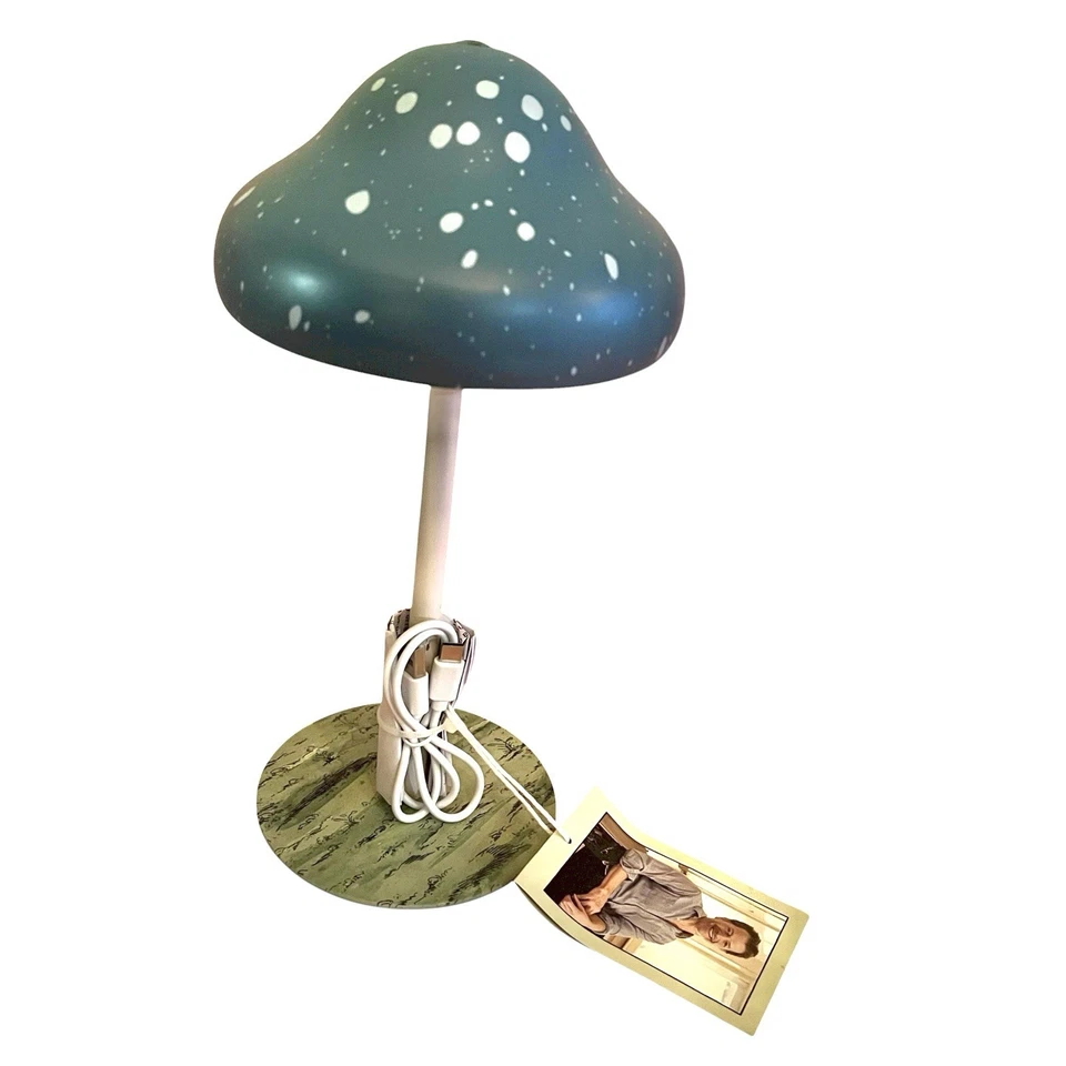 2025 John Derian para Target 10,5" abajur de mesa azul cogumelo recarregável NOVO - Imagem 2 de 4
