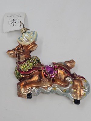 NWT Christopher RADKO Team Captain Rudolph Reindeer Handblown Ornament in box 