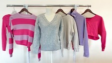 Teen Girl Small Tops Bundle LOT Pink Purple Sweater Sweatshirts and Crops 6 pc