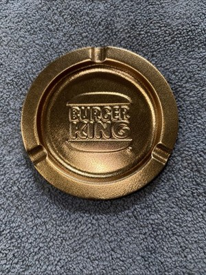 Vintage Burger King Ashtray Gold Metal Fast Food Whopper Restaurant