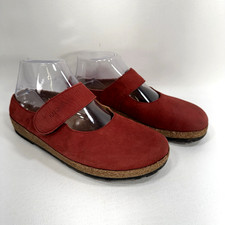 Haflinger Red Mary Jane Clogs Nubuck Leather Cork Shoe Women  s Size 8