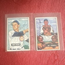 1951 Bowman MLB Autographed Card Lot Andy Pafko Cubs Del Crandell Braves