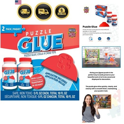 Puzzle Glue with Wide Plastic Spreader, Easy to Apply, Dries Quick and Clear,...