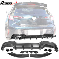 Fits 19-22 Corolla Hatchback Abs Rear Diffuser Splitter Dual Muffler Tip