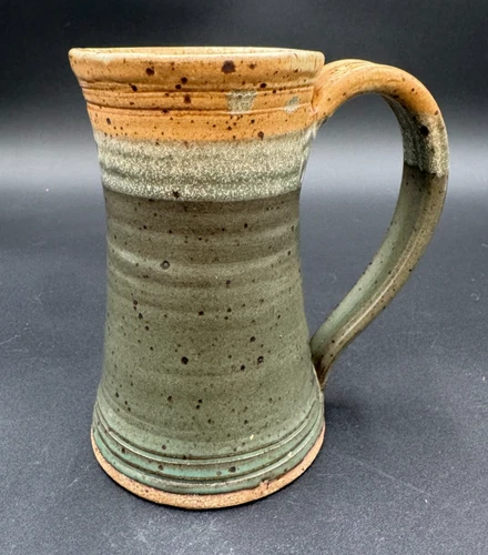 Vintage Studio Pottery Stoneware Handmade Mug 6" Tall Signed