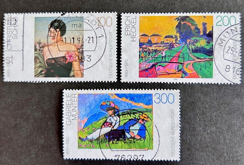Germany 1863-1865,used .Mi 1748-1750. Paintings 1994.By Schad,Heckel,Munter.