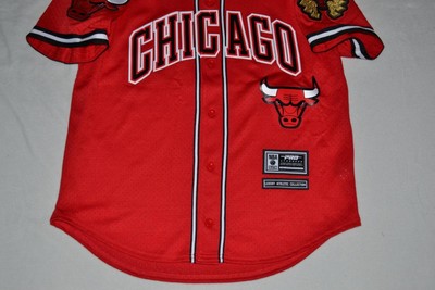 AUTHENTIC Pro Standard CHICAGO BULLS MENS RED NBA Button Up Mesh