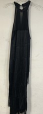SheinBae Plus Size Black Fringe Flapper Midi/Maxi Dress, 2XL, Halter Neck, NWT