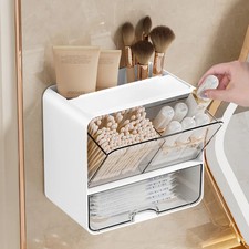 Caja de almacenamiento de montaje en pared organizador de soplo de algodón cosmético soporte para accesorios para el cabello