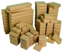 50 Boxes of Kraft Brown Cotton Filled Jewelry Packaging Gift Boxes