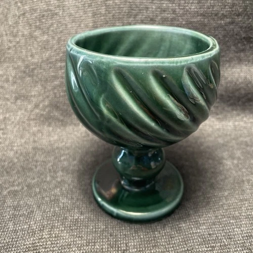 Vintage Hull Pottery USA 5" Tall Green Glazed Goblet Planter F5