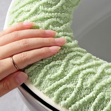 1x Jacquard Toilette Housse de Siège avec Fermeture Éclair Universel Pad Chaud