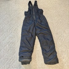 WIPPETTE KIDS SNOW BIBS Sz 7 Unisex Dark Grey Reinf Knees Adj Straps Insulated