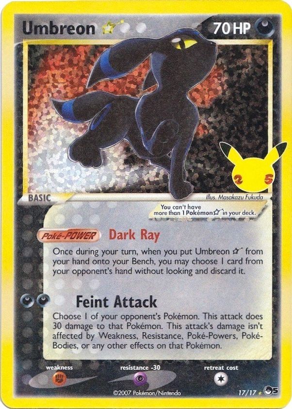 Umbreon Gold Star - 17/17 - Pokemon Celebrations Classic Collection Rare Card NM