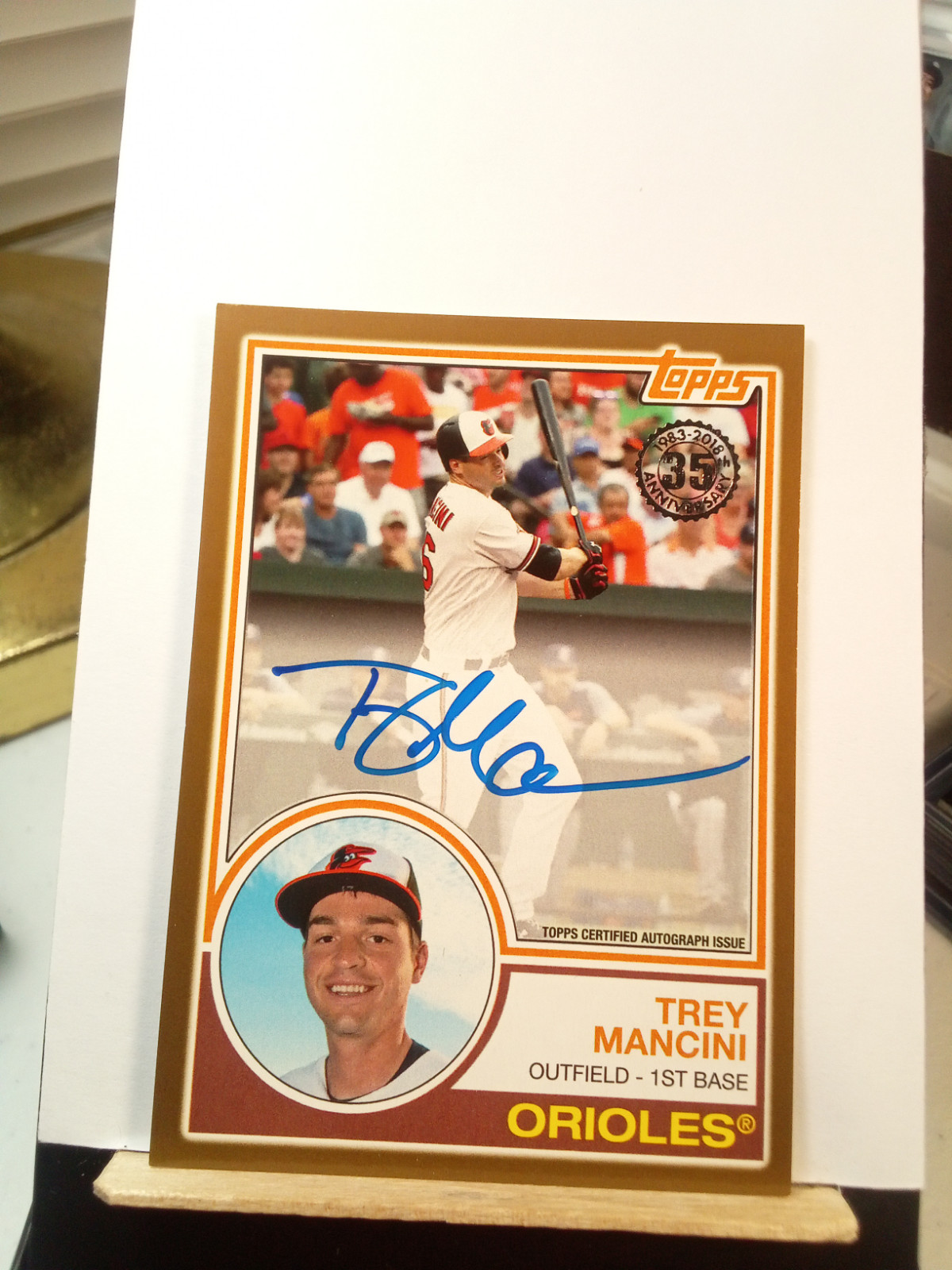 2018 Topps '83 #83A-TM Trey Mancini AU Gold #10/50