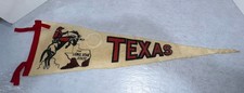 Vintage Texas Lone Star State 27 Inch Felt Souvenir Pennant w Cowboy Graphic