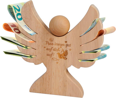 Holzengel mit Gravur zur Taufe Schutzengel Kommunion Jungen Holz Taufgeschenk Ge