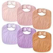 6-Pack Muslin Baby Bibs for Unisex Boys Girls, Soft Cotton Baby Drool Bibs, S...