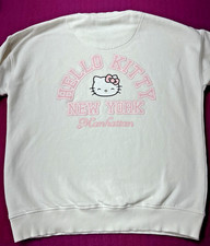 Hello Kitty Sanrio Juniors 14/15 White Pink Graphic Print Crew Neck Pullover