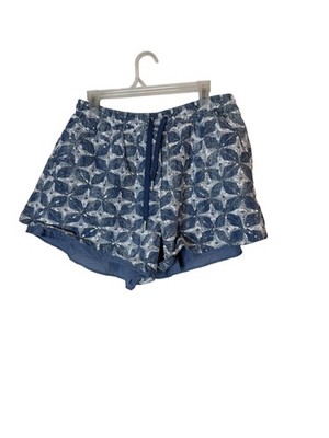 Micas Shorts Womens XL Blue White Star Sequin Pull On Lined Elastic Waist