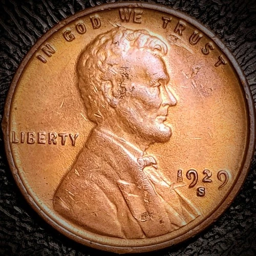 1929 S Lincoln Wheat Cent - AU Details, RB - 1C