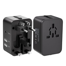 Travel Plug Adapter with 2 USB A 1 USB C,Universal All in One Worldwide Trave...