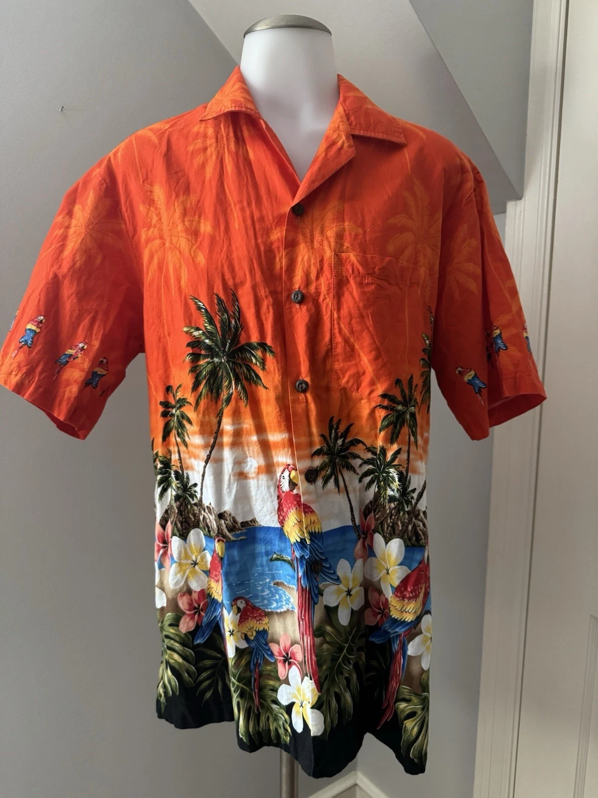 Men’s Pacific Legends Multicolored Hawaiian Print Shirt Collared Short Sleeve M