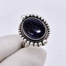 Blue Sunstone 925 Sterling Silver Ring, Unique Christmas Gift, Women's Ring