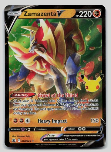 Zamazenta V 018/025 Holo Ultra Rare Celebrations Pokemon Near Mint