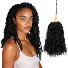 8 Packs 10 Inch Pre-Looped Yanky Twist Crochet Hair Natural Black