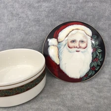 Vtg Mikasa Old Saint Nick Santa Round Covered Trinket Box Candy Dish Christmas