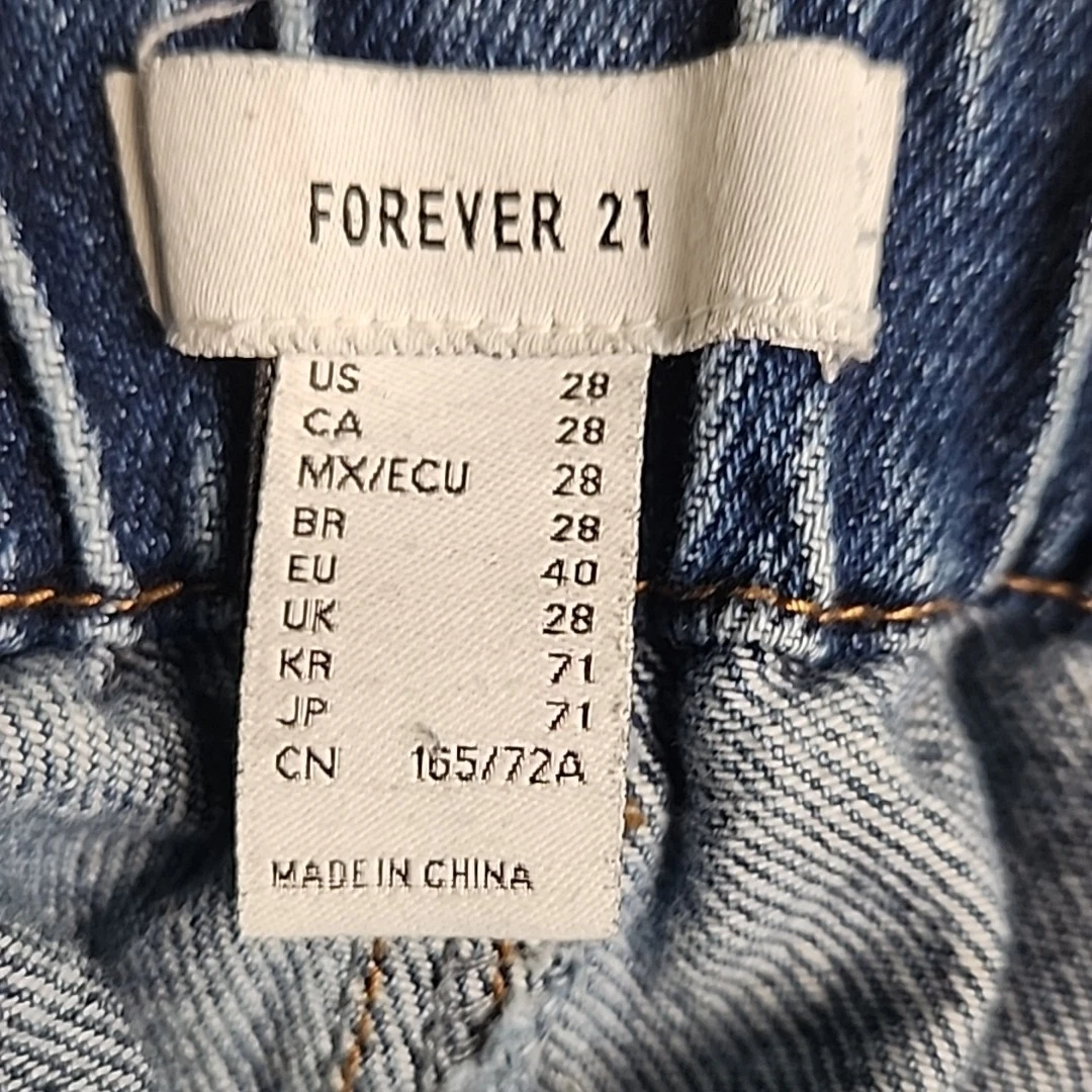 Pantalones de chándal de mezclilla Forever 21 talla 28 puños elásticos cintura bolsillos de carga novio