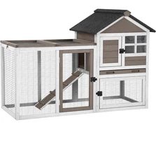🐓🐥🐇 Outdoor Chicken Coop Bunny Cage with Run & Tray