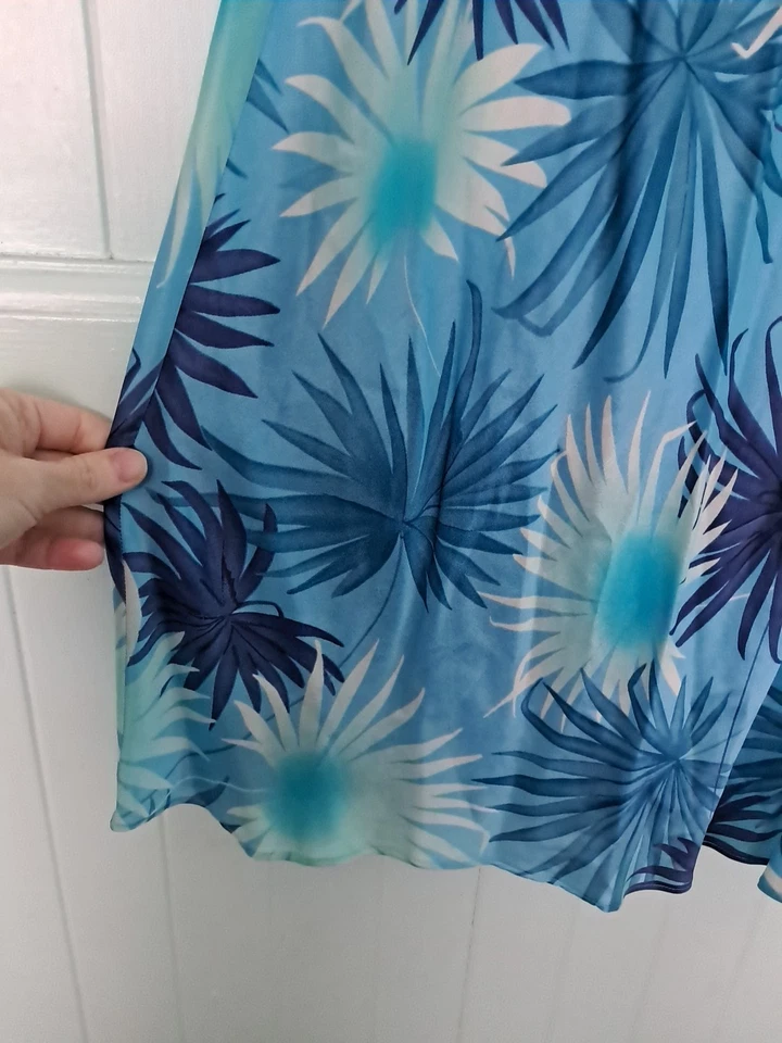 Camisón August Silk Intimates 100 % seda sin cordones talla L azul estampado tropical  Foto 4 de 4