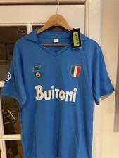 NAPOLI 80s HOME FOOTBALL SHIRT #10 MARADONA RETRO REMAKE JERSEY SIZE XL FIT IS L