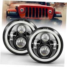 Red/Amber Halo 7 inch Round LED Headlight, Hi/Lo Beam H6024 Red Amber Halo