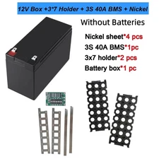 12V 3S 7P 40A BMS Li-ion Battery Pack Case DIY Kits Holder for 18650 Power Wall