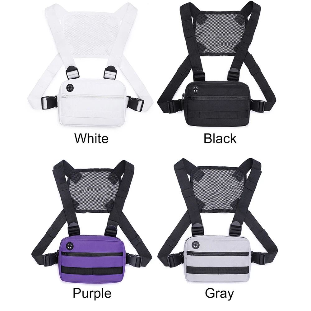 Hip Hop Chest Bag Straps Unisex Rectangle Travel Running Vest Bags Streetwear