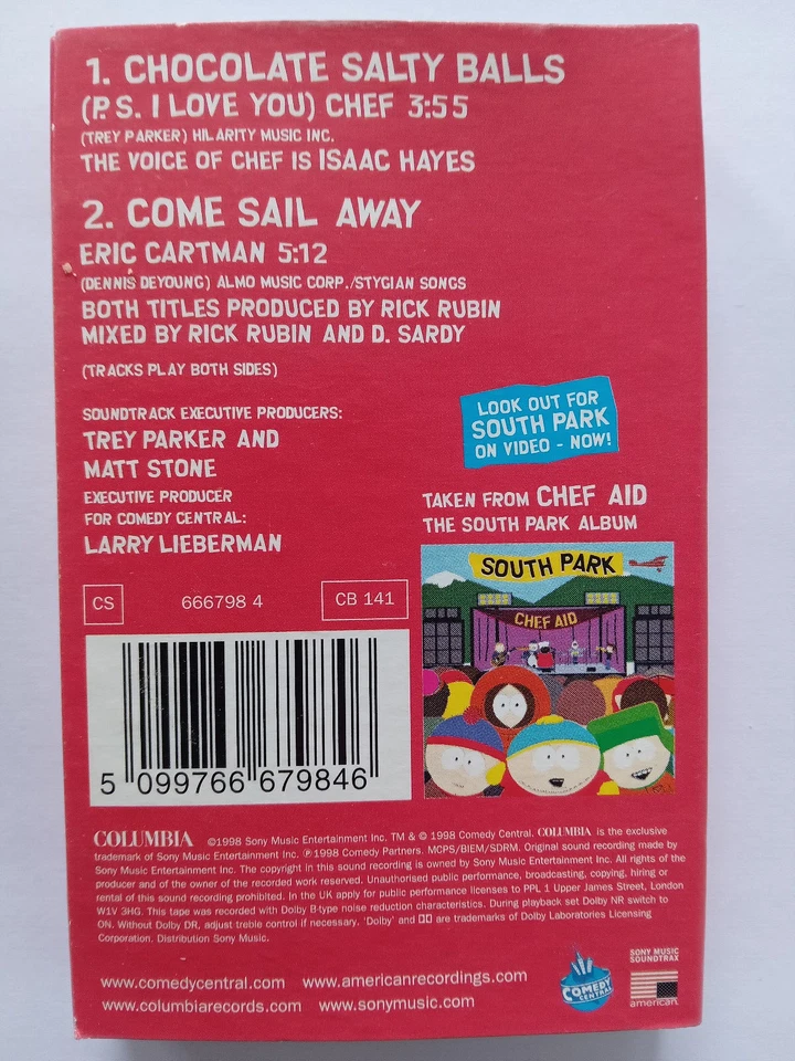 Chef – Chocolate Salty Balls New Cassette Single Tape MC Isaac Hayes South Park - Image 2 of 2