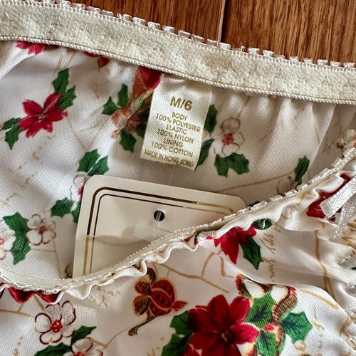Bikini vintage nuovo con etichette DS bianco floreale lucido Rene Rofe raso perizoma taglia M reggiseno 34B set - Foto 5 di 8
