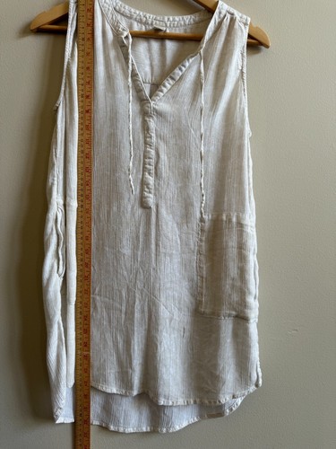 Prana Natassa Crinkled Sleeveless Tunic White Akoa Relaxed Travel Womens size M - Picture 6 of 11