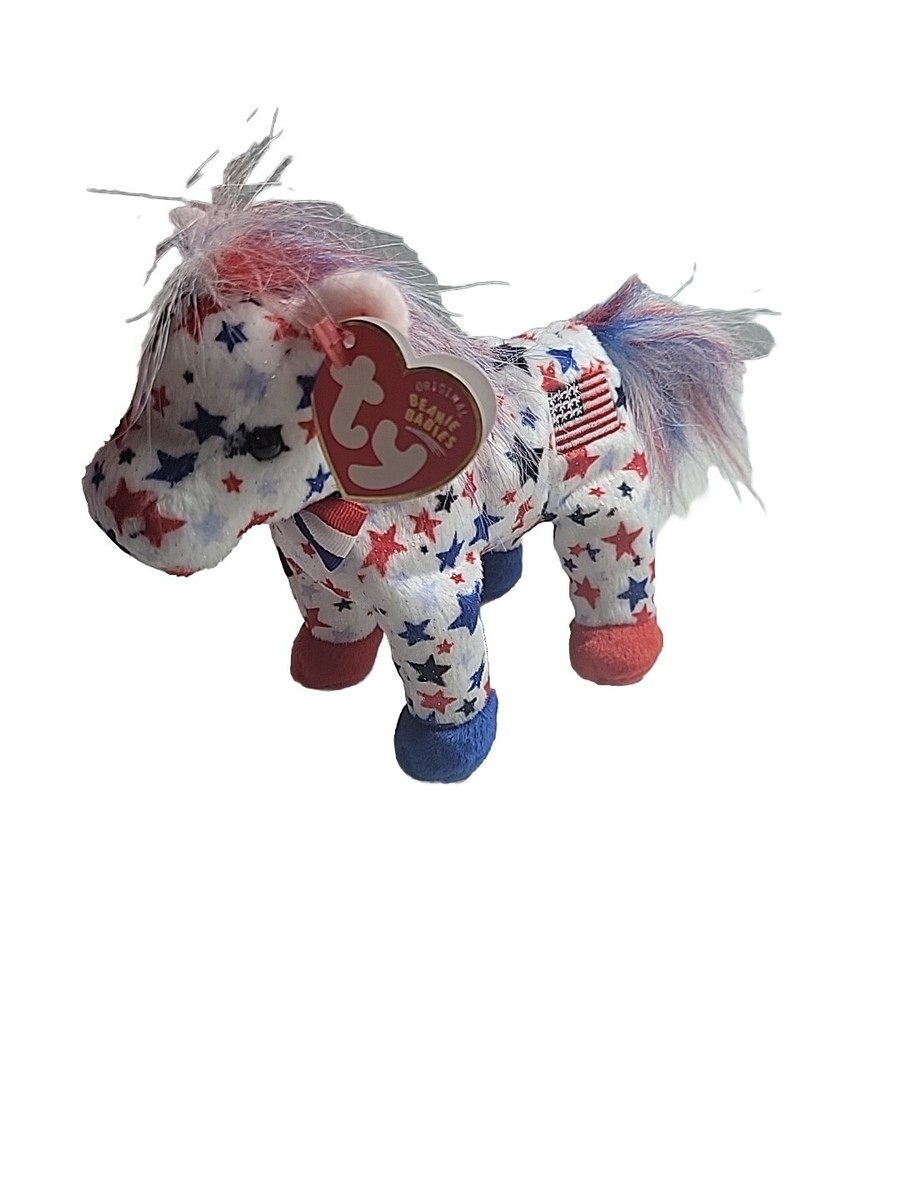 TY BEANIE BABY~LEFTY (2004) RETIRED-DEMOCRAT DONKEY USA FLAG