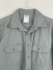 Vintage Carhartt Work Shirt Mens Button-Up Gray Long Sleeve Pockets