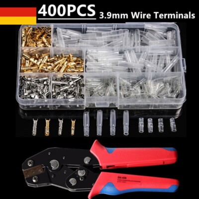 400PCS Rundstecker + Rundsteckhülsen set 3,9mm Steckverbinder für Auto Motorrad