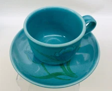 Vintage Vernon Ware By Metlox Blue Tulips Cups & Saucers - Priced Each