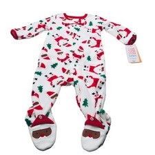 Just One You Made By Carter's Baby Size 6 Month Dark Santa Footed Pajama New